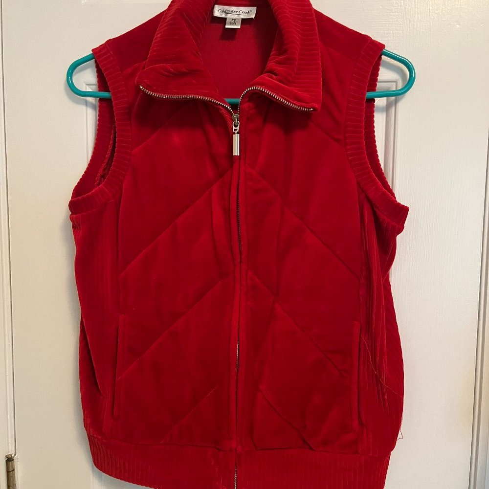 COLDWATER CREEK Red Velour Vest & Pants Set SP